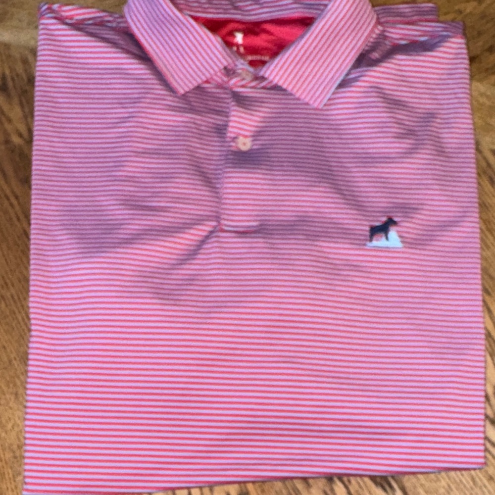 Fairway & Greene Red and Light Blue Striped Golf Polo